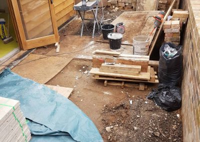 Exterior screeding, tiling to patio with steps (1)