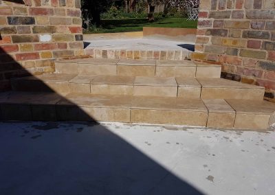 Exterior screeding, tiling to patio with steps (12)