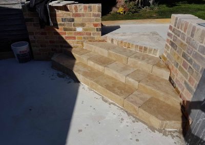Exterior screeding, tiling to patio with steps (13)