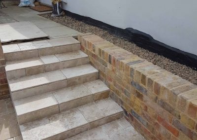 Exterior screeding, tiling to patio with steps (15)