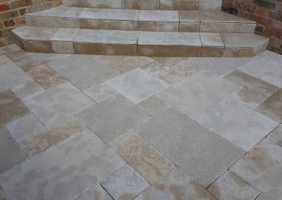 Exterior screeding, tiling to patio with steps (18)